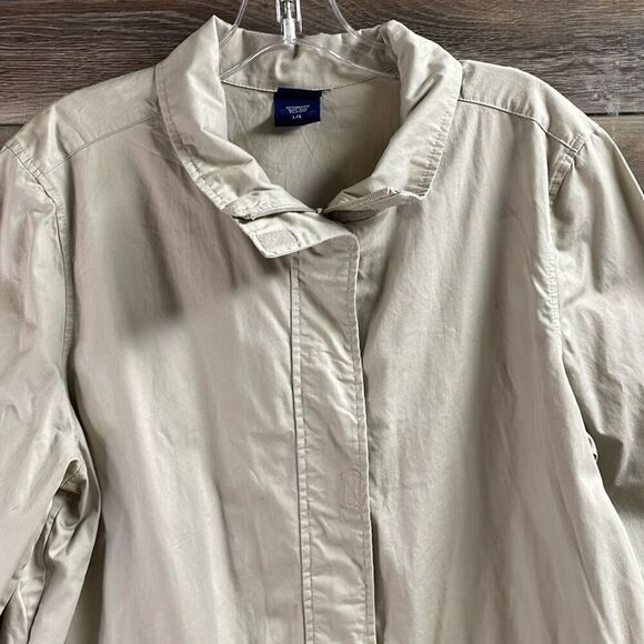 BASIC EDITION Khaki Outdoor Utility Jacket Drawstring Waist Deep Pockets Size L - Picture 3 of 7